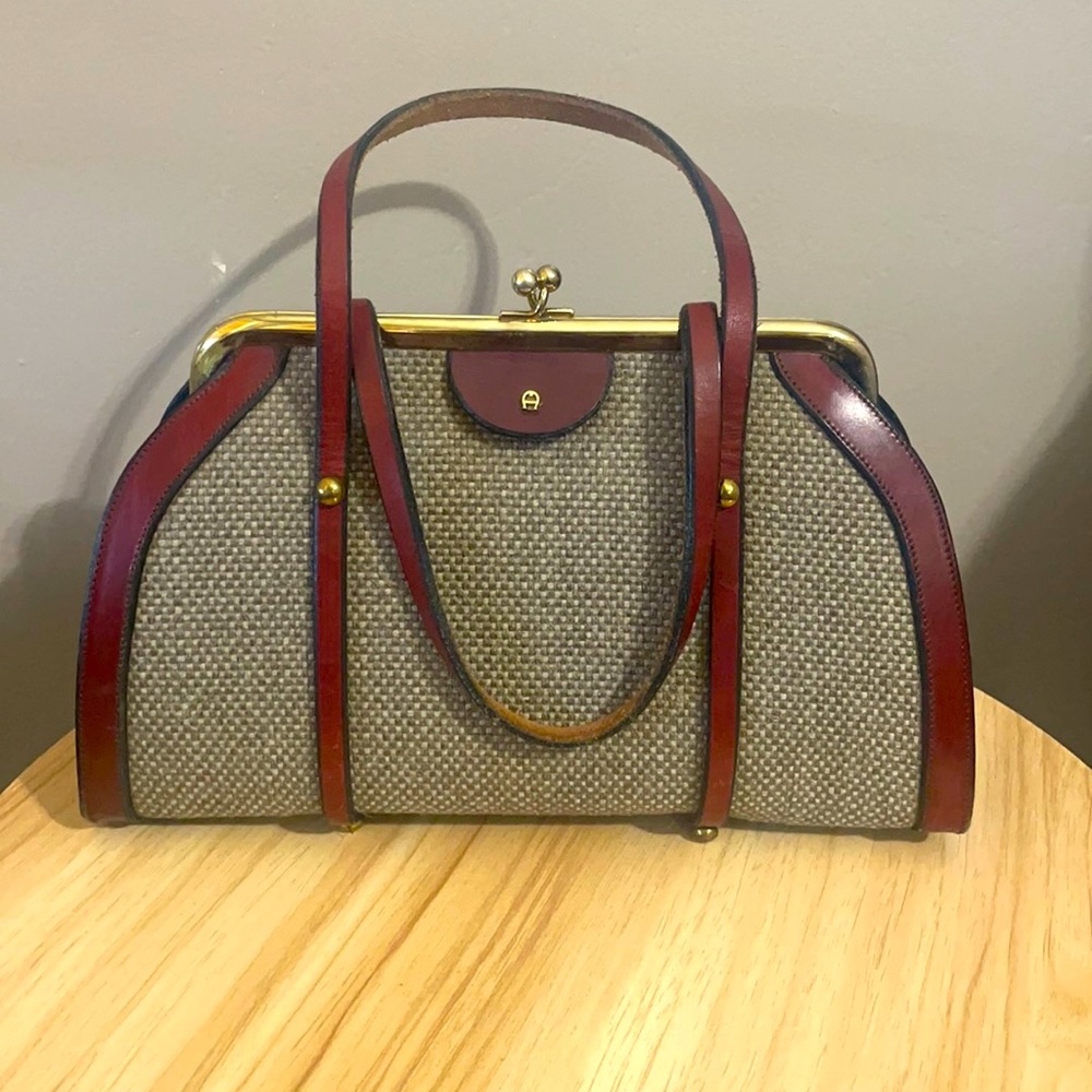 VINTAGE HANDBAG |Etienne Aigner tweed leather